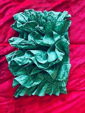 by Anthropologie Green Smocked Ruffle Tube Top Sz S A435